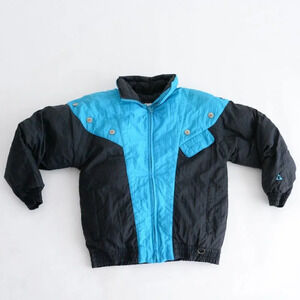 VTG  90S Gerry Teal & Black Lynnwood Ski Zip Up Duck Down Lining Puffer Jacket S